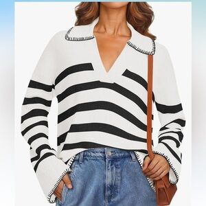 Striped Black and White Women's Sweater
